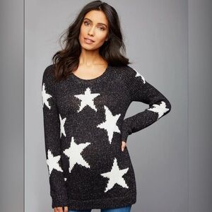 A Pea in the Pod Black and White Star Crew Neck Knit Maternity Sweater Size M